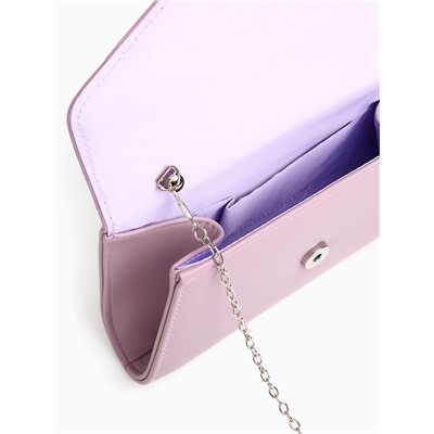 Сумка-клатч женская вечерняя на магните, на длинной цепочке, с декоративным элементом, однотонная, фиолетовая