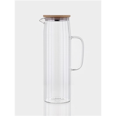 Кувшин Bella Tenero «Эко. Дольки», 1.5 л, 9×14×28 см, с бамбуковой крышкой, стекло, прозрачный