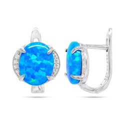Серьги из серебра опал синий, МОВ0299