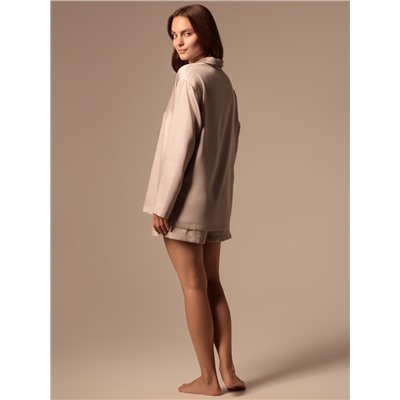 Пижама женская (рубашка, шорты) SL HOME Tensel Home, размер 52-54, серая