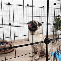 Вольер 8 секций, металлический, черный, 70×70×35 см, (35×35 см звено)