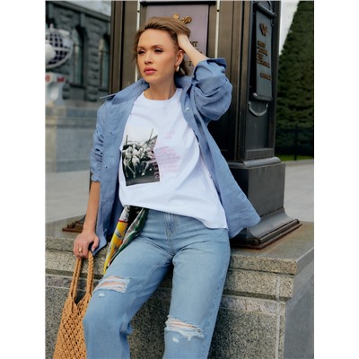 Рубашка женская MINAKU: Casual Collection, голубая, размер 46