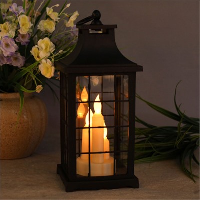 Светильник фонарь настольный Новогодний 33 см три свечи / YR1369B /уп 24/от батареек