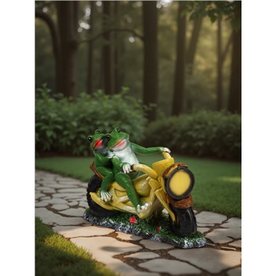 Садовая фигура из полистоуна «Лягушки на мотоцикле», 35×48×12 см
