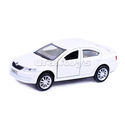 Машина металл Skoda Octavia 12 см, (двери, багаж, белый) инерц., в  коробке