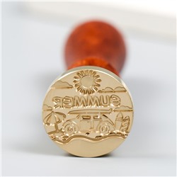 Печать для сургуча с деревянной ручкой "Летнее путешествие" 9х2,5х2,5 см