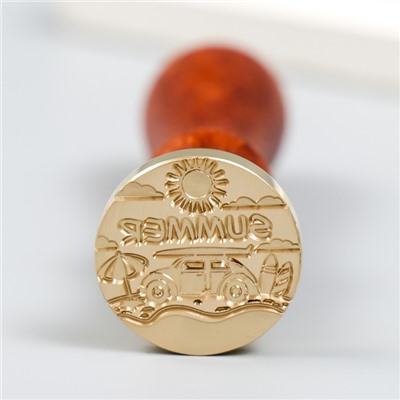 Печать для сургуча с деревянной ручкой "Летнее путешествие" 9х2,5х2,5 см