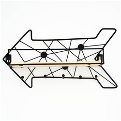 Вешалка настенная с полкой 26×9 см «Стрелка», крючки декоративные, с подсветкой, 5 крючков, чёрная