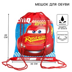 Мешок для обуви 420×350 мм «Маккуин», мягкий полиэстер, плотность 210D, Тачки