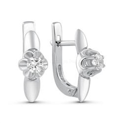 Серьги из серебра с фианитами родированные 925 пробы 2-3177р200