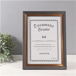 Фоторамка для фото А4 «Вайолетт», пластик, серая с золотой полосой, 1.5×25.4×34 см