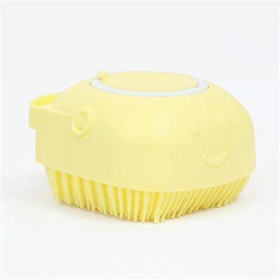 Щётка для мытья и массажа животных, с ёмкостью для шампуня, пластик, жёлтая