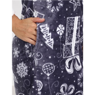 Снежок - халат снежинки серый