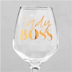 Бокал для вина с надписью Lady boss, 350 мл