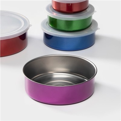 Набор контейнеров из нержавеющей стали «Радуга», 5 шт.: d=18/16/14/12/10 см, с крышками, МИКС