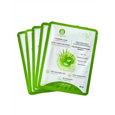 Coco Blues Гидрогелевая маска для лица с алоэ, коллагеном и растительными экстрактами / Ультраувлажняющий эффект, 5 шт. х 30 г 28092