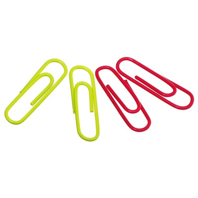 Скрепки канцелярские ErichKrause Neon, 28 мм, 100 шт., цветные с виниловым покрытием, пластиковая коробка, МИКС