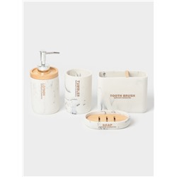 Аксессуары для ванной «Стиль», 4 предмета, мыльница, дозатор для мыла, 2 стакана, белые