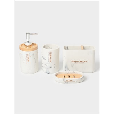 Аксессуары для ванной «Стиль», 4 предмета, мыльница, дозатор для мыла, 2 стакана, белые