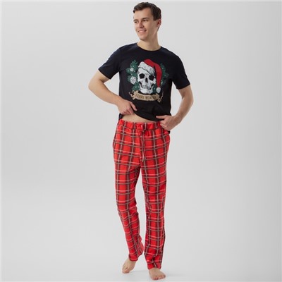 Пижама мужская (футболка, брюки) KAFTAN «Череп», чёрная, размер 56