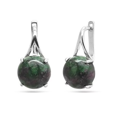 Серьги из серебра цоизит, МЦВ51