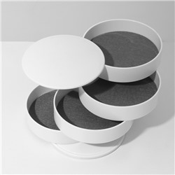 Шкатулка - органайзер для хранения украшений, 4 секции, 10×10×10 см, белая