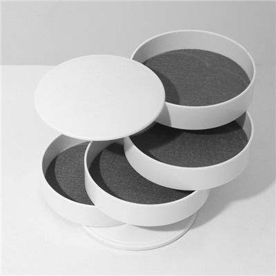Шкатулка - органайзер для хранения украшений, 4 секции, 10×10×10 см, белая
