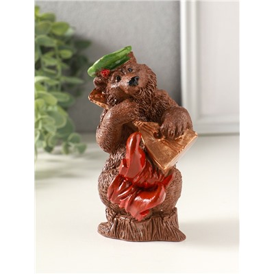 Фигурка гипс «Медведь с балалайкой», 12×7 см, коричневый