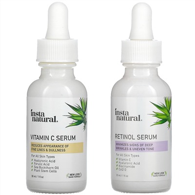 InstaNatural, Day & Night Skin Duo, средства для дневного и ночного ухода за кожей, 2 флакона по 30 мл (1 унции) каждый