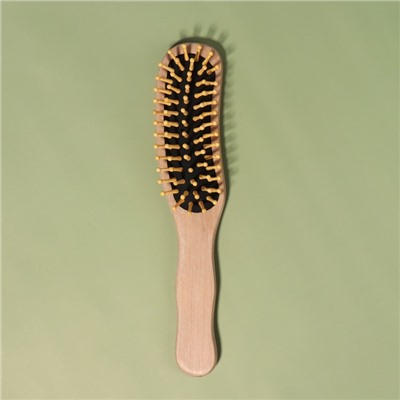 Расчёска массажная, деревянная, 5×22 см, цвет «светлое дерево»