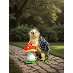 Садовая фигура из полистоуна «Ёж с грибом», 38×22×38 см