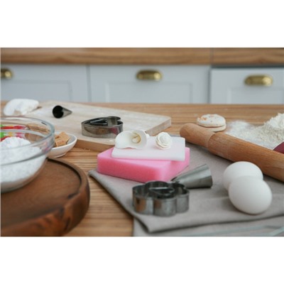 Набор матов для моделирования и сушки цветов из мастики, 9.5×9.5×1.5 см, 2 шт., цвет белый, розовый