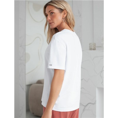 Футболка с принтом свободная эластичная из премиального хлопка