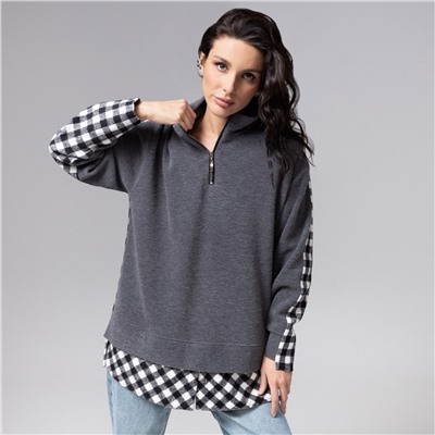 Свитшот с имитацией многослойности, Путешествие начинается (мокрый асфальт)