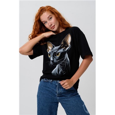 8506/1 Футболка женская оверсайз (Сфинкс_черный)
