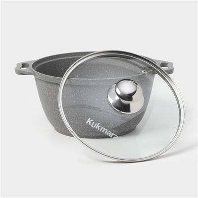 Кастрюля KUKMARA, 3 л, d=24 см, h=12.5 см, антипригарное покрытие, литой алюминий, серая
