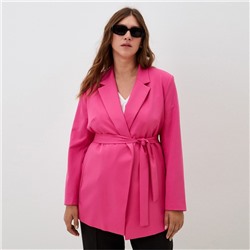 Пиджак женский с поясом MIST plus-size, размер 52, розовый