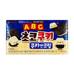 Печенье шоколадное с кремом ABC Choco Cookie & Cream Lotte, Корея, 43 г Акция