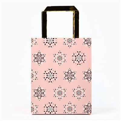 Пакет подарочный новогодний ламинированный «Танец снежинок», MS 23×18×10 см