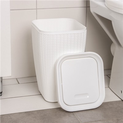 УЦЕНКА Контейнер для мусора «Вязаное плетение», 10 л, белый, без крышки