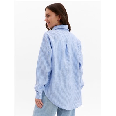 Рубашка женская MINAKU oversize в полоску, белая, голубая, размер 46