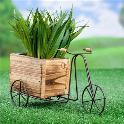 Декоративное кашпо для цветов «Велосипед», 23×8×12 см, дерево, металл, Greengo