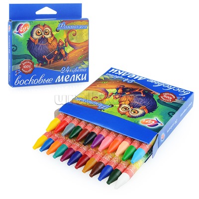 Мелки восковые 24 цв. на масляной основе "Фантазия" (круглые)