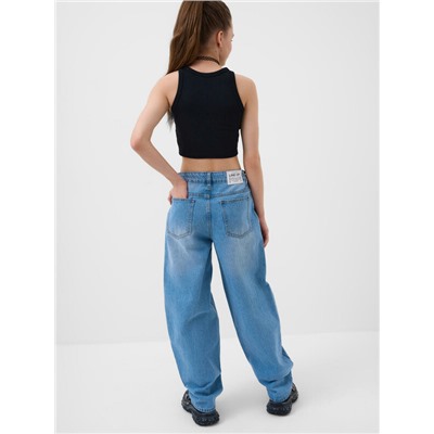 Брюки текстильные джинсовые для девочек