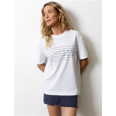 Футболка с принтом свободная из премиального 100% хлопка