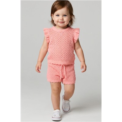 Комплект детский трикотажный для девочек: джемпер (футболка), шорты PLAYTODAY, 1239661