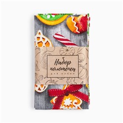 Набор новогодних кухонных полотенец Доляна «Новогоднее печенье » 35×60 см-2 штуки, 100% хлопок