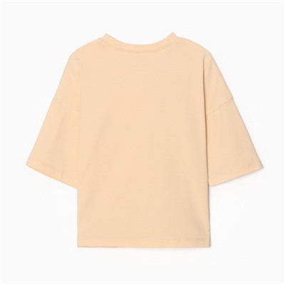 Футболка детская однотонная MINAKU: Basic line, светло-бежевая, рост 110 см