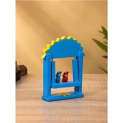 Сувенир «Зайки на качелях», 11×5.4×14.4 см, дерево, синий