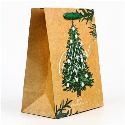 Пакет подарочный новогодний крафтовый «Winter», MS 18×23×10 см